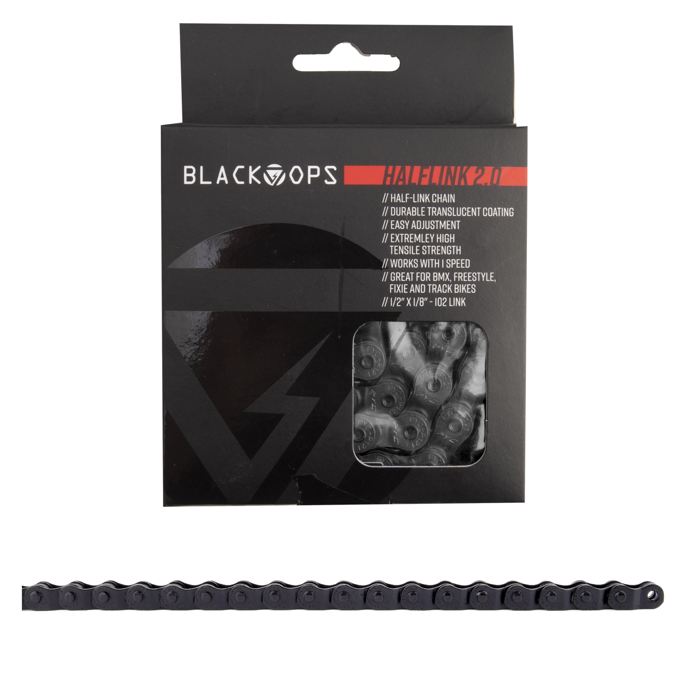 BlackOps HalfLink 1.0 Half-link Chain - Black - 1/2"x1/8"