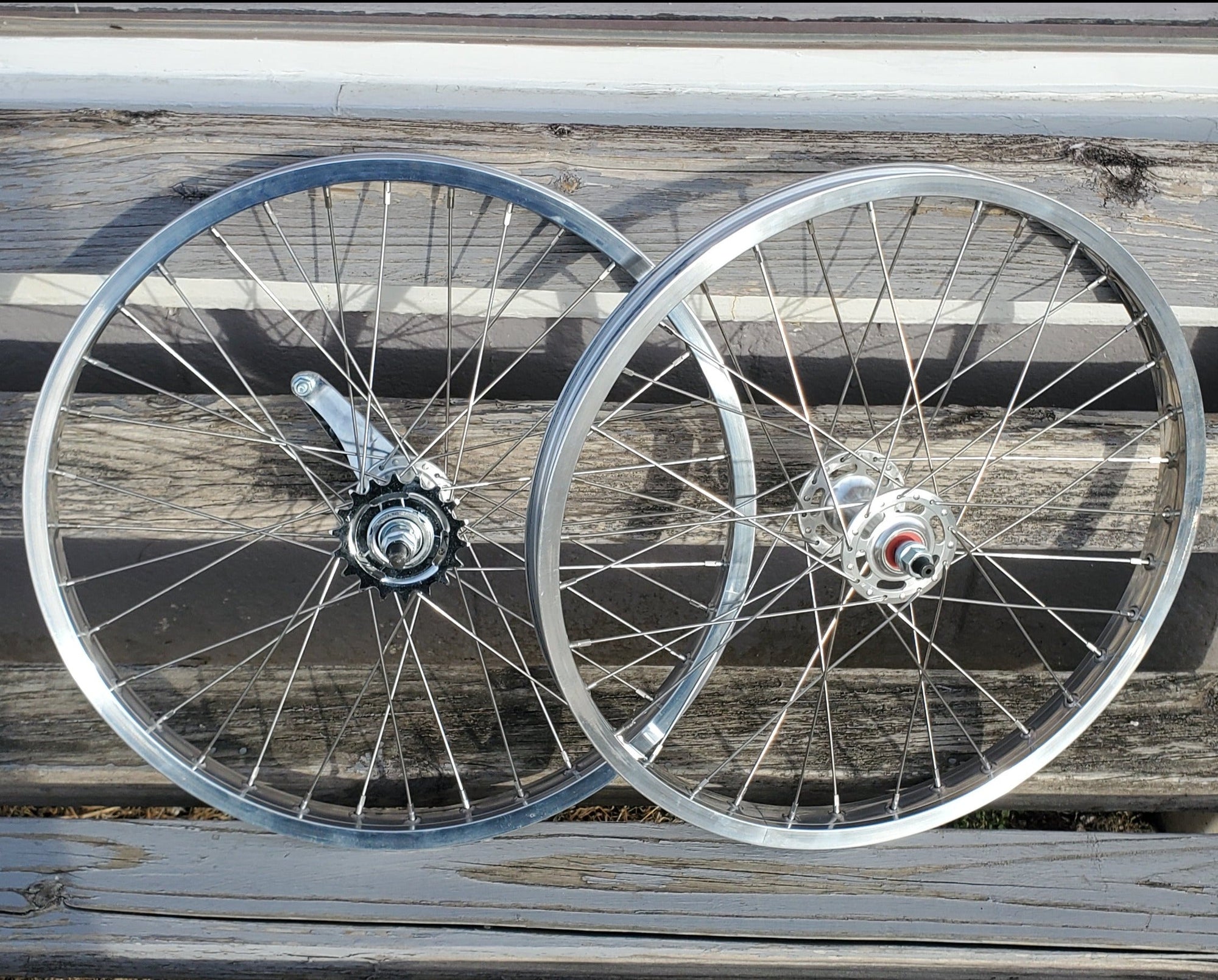 20" 7X style Coaster Brake BMX Wheels - Pair - Silver