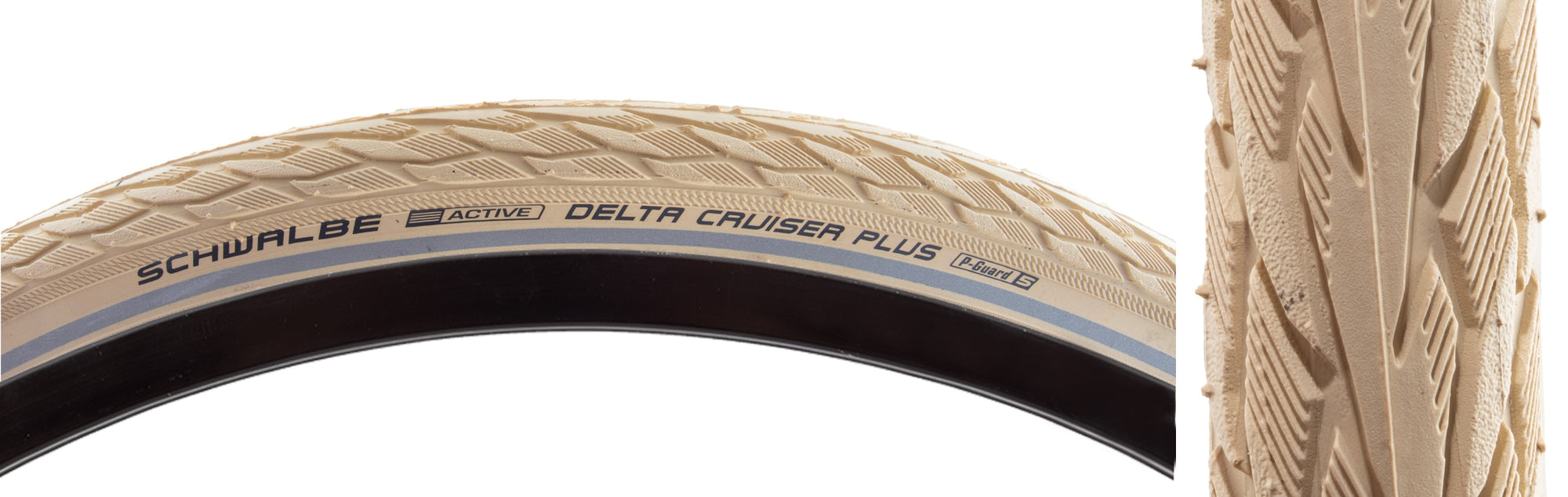 700x35c Schwalbe Delta Cruiser Bicycle Tire - Cream w/ Reflective Stripe