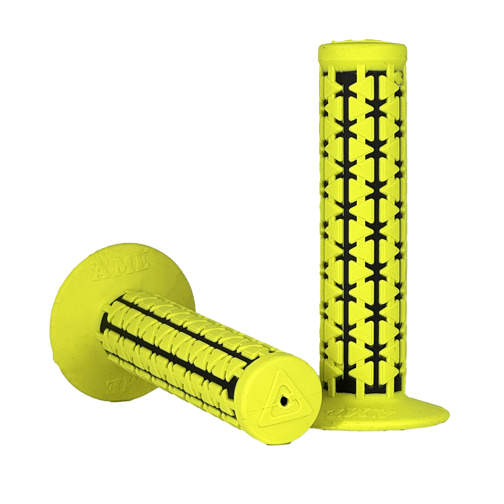 AME Dual BMX Grips - Fluorescent Yellow over Black - Made in the USA