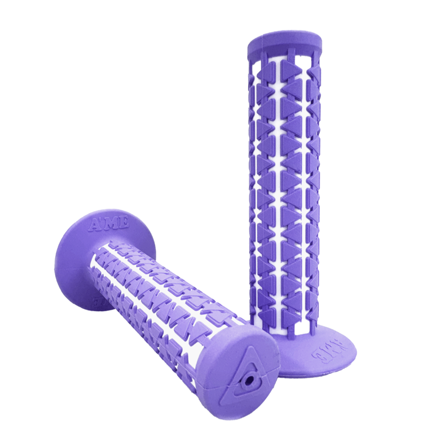 AME Dual BMX Grips - Lavender over White - Made in the USA