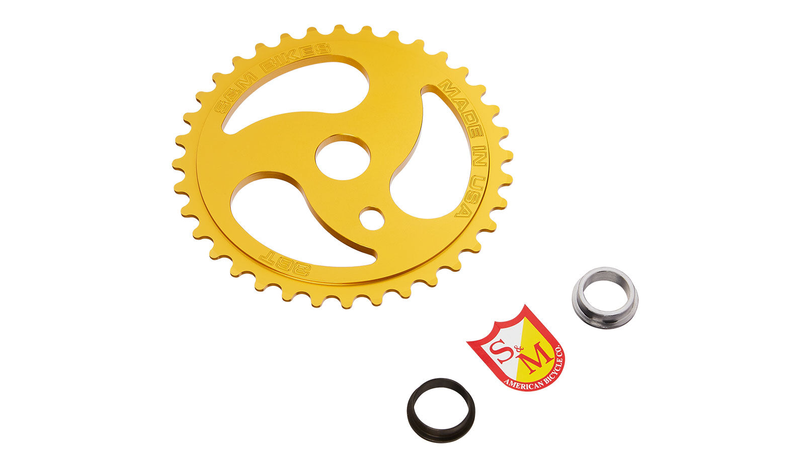 S&M 36t Chain Saw Aluminum BMX Sprocket - Gold - USA Made