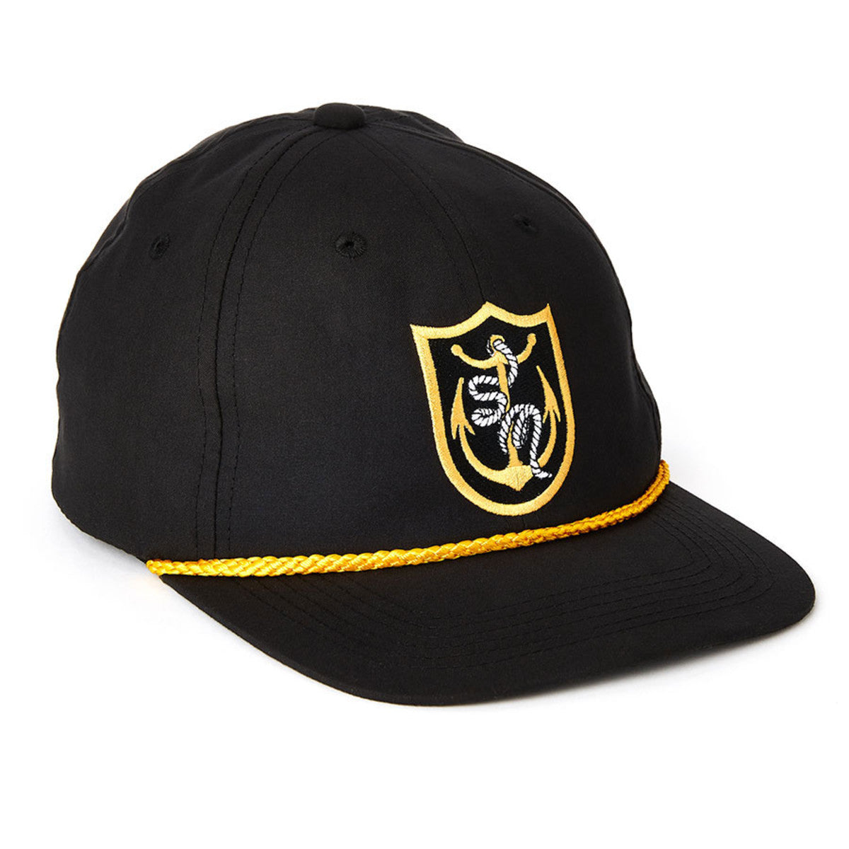 S&M Anchor Shield Snapback Hat - Black