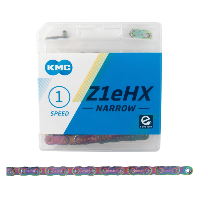 KMC Z1eHX Narrow BMX Chain - 1/2 x 3/32 w/ half link - Neo Chrome