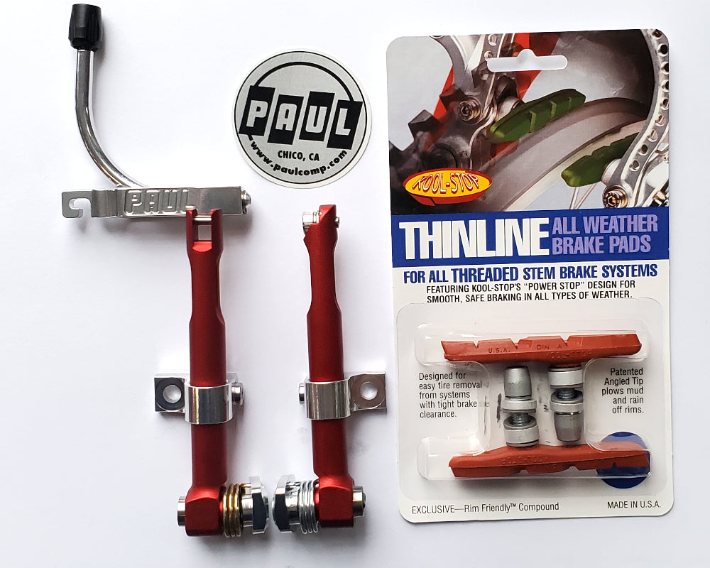 Paul Motolite BMX V-Brake w/ KoolStop Pads - Matte Red - USA Made