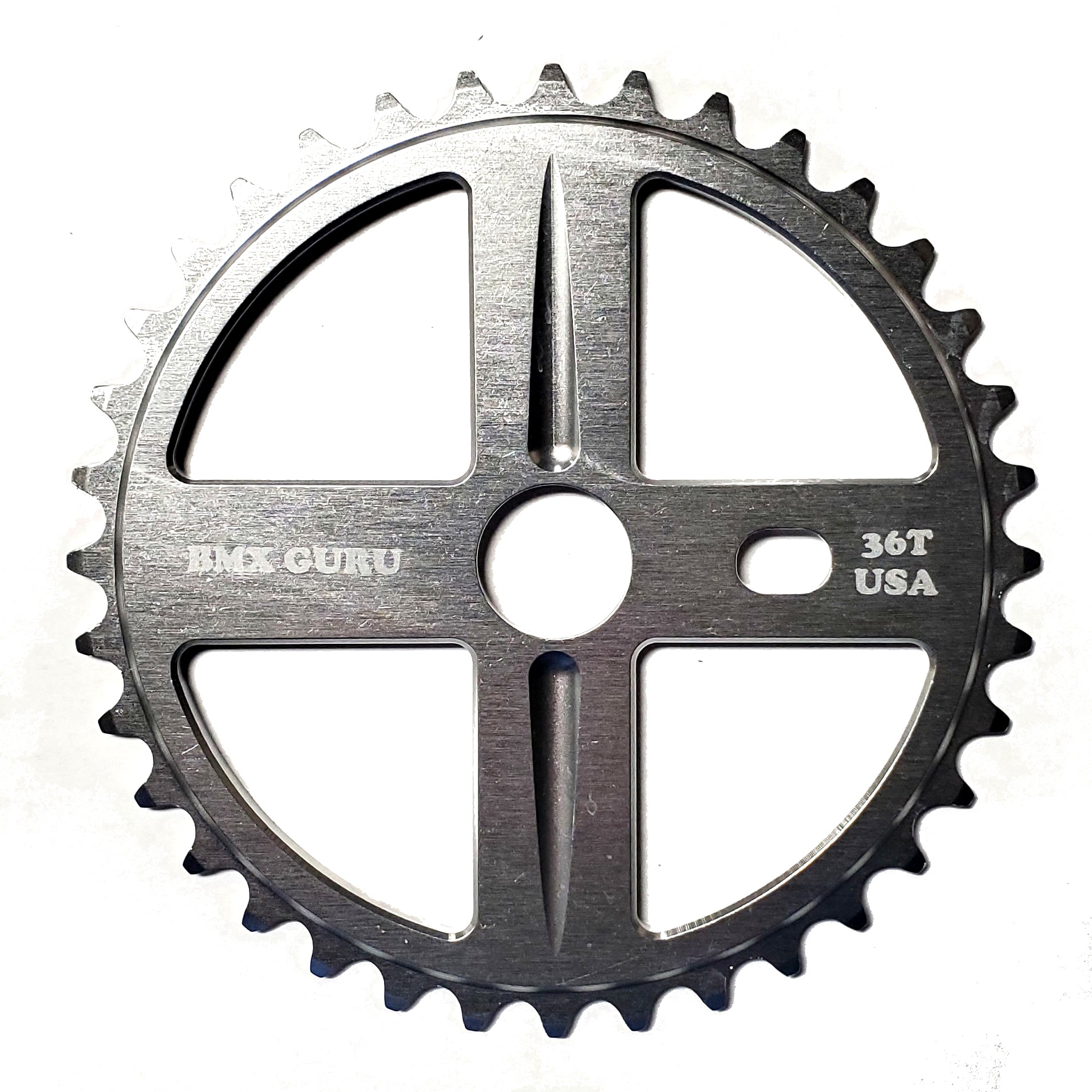 BMXGuru 36t Bolt Drive BMX Aluminum Sprocket / Chainwheel - Silver - USA Made