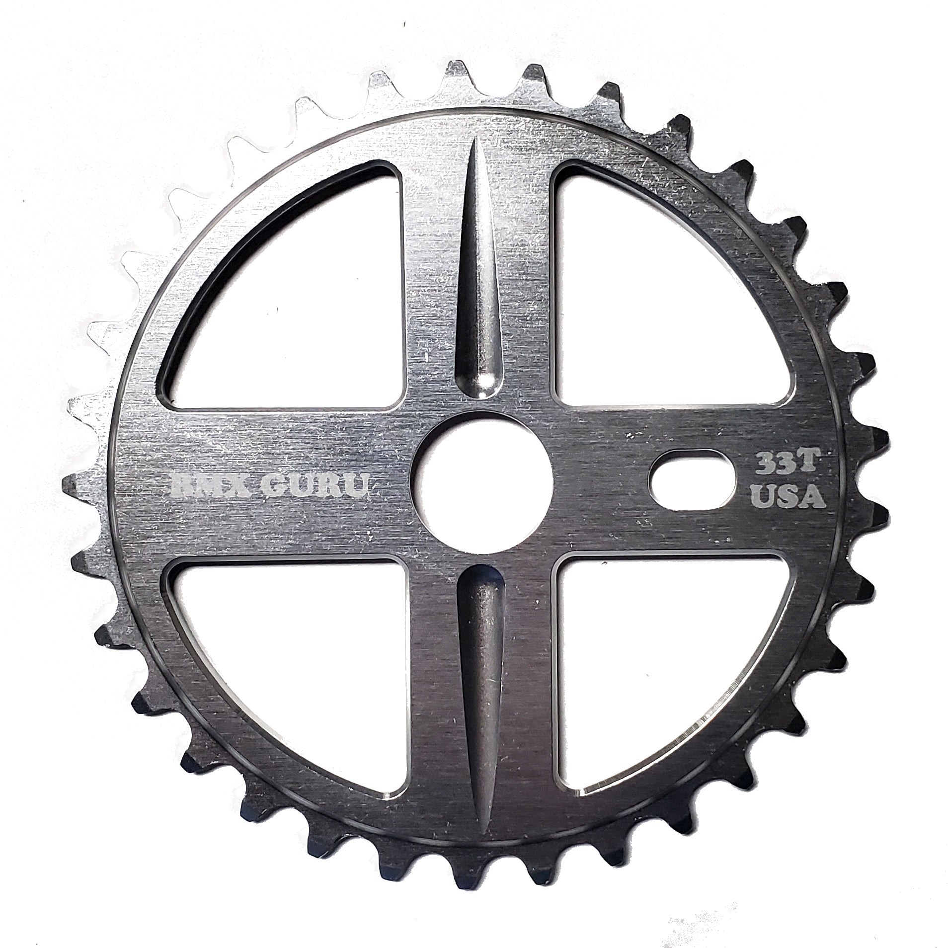 BMXGuru 33t Bolt Drive BMX Aluminum Sprocket / Chainwheel - Silver - USA Made