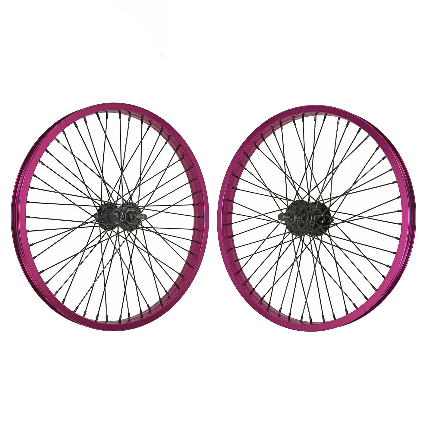 20" Double Wall 48-spoke BMX Wheelset - 9t RHD - Sealed - Pair - Purple