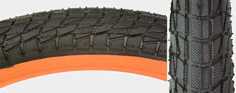 20x1.95 Kenda Kontact BMX tire Black w Orange Sidewall BMXGuru C W Cycle