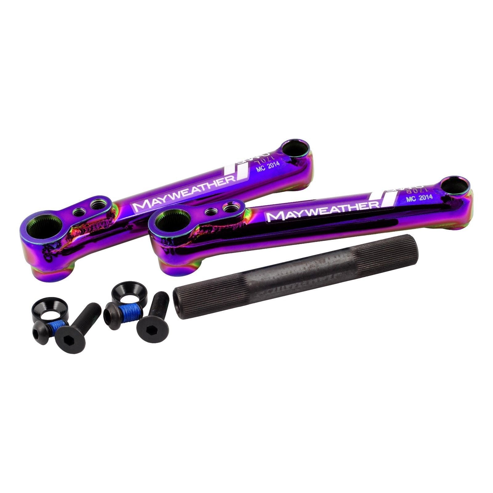 Snafu Mayweather 3 Piece BMX Crank 170mm 19mm RHD LHD Jet Fuel Oil Slick