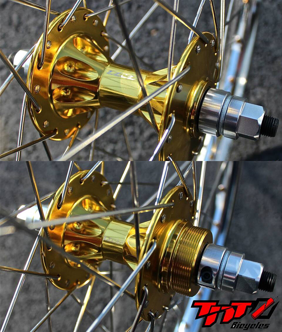 TNT Revolver Sealed BMX Flip/Flop Freewheel Hubset - 36h - 3/8" axles - Gold