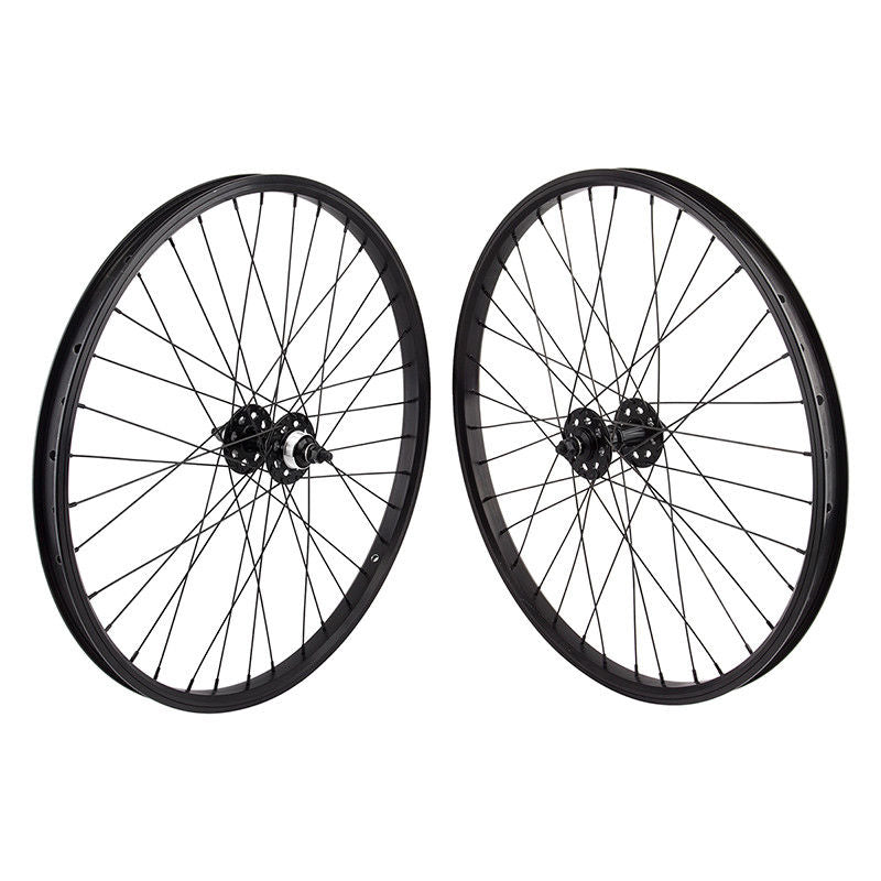 24" SE Racing Wheelset - Pair - 36H - Double Wall - Sealed Bearing - Freewheel - Black