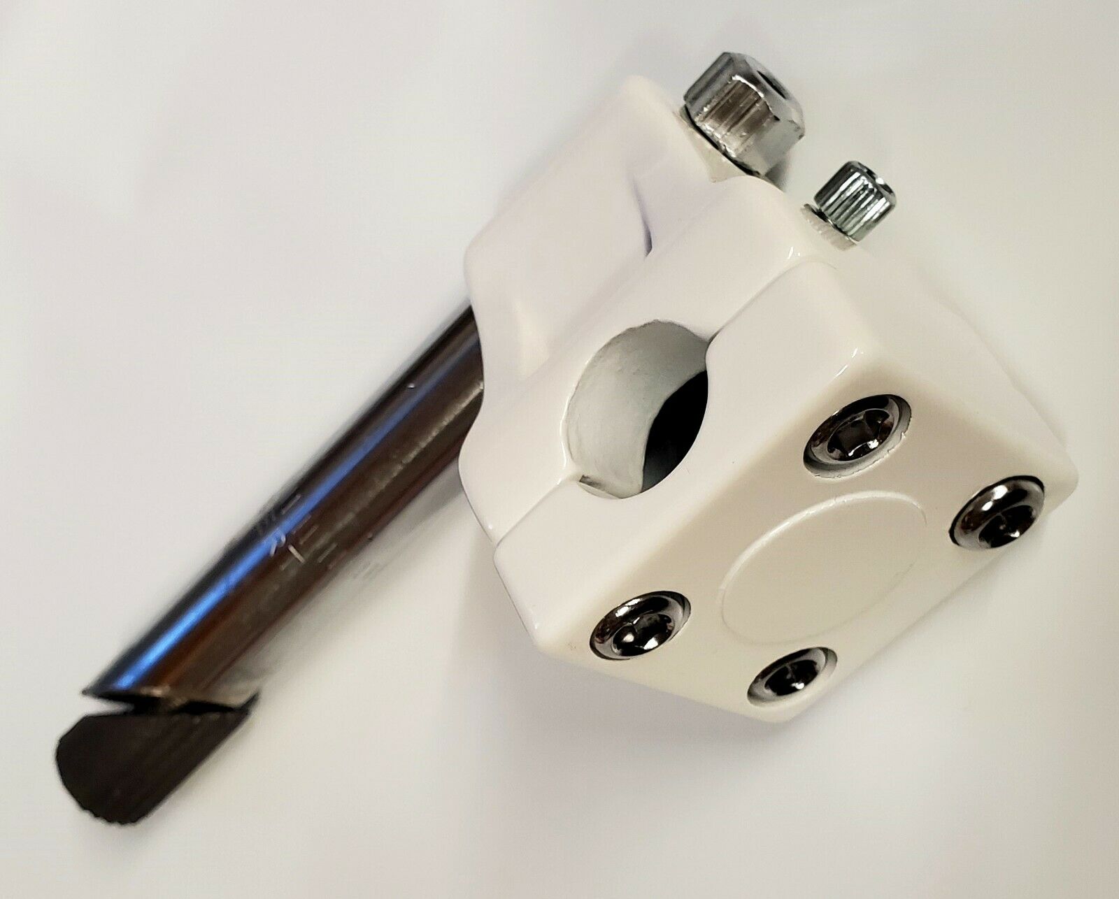 White BMX Quill Stem for threaded 1 21.1mm shaft GT Mallet Style w P BMXGuru C W Cycle