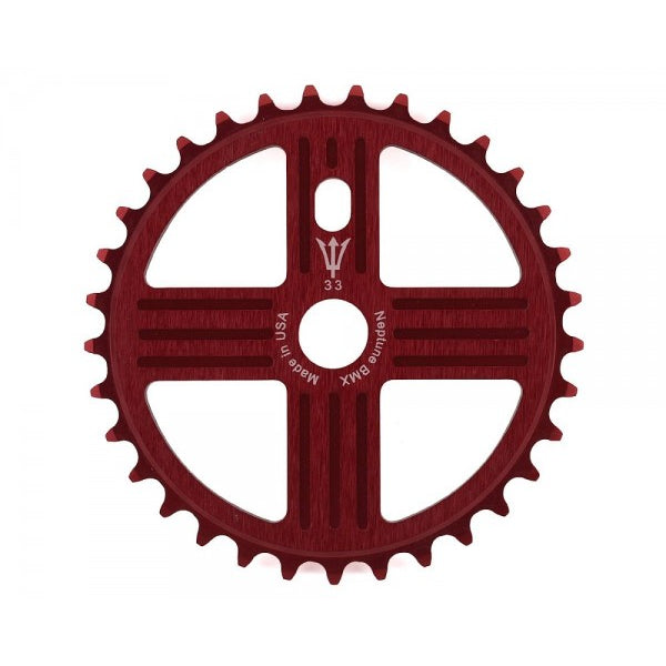 Neptune Helm 33t Bolt Drive BMX Aluminum Sprocket / Chainwheel - Red - USA Made