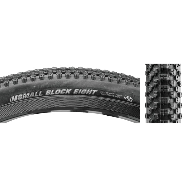 20x1 3 8 Kenda Small Block Eight 8 BMX Race Tire All Black BMXGuru C W Cycle