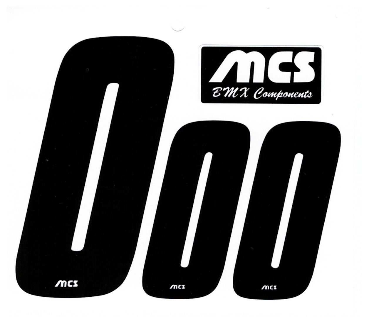 MCS BMX Number Sheet for Numberplate & Sideplate  - Set of 3 # - Black