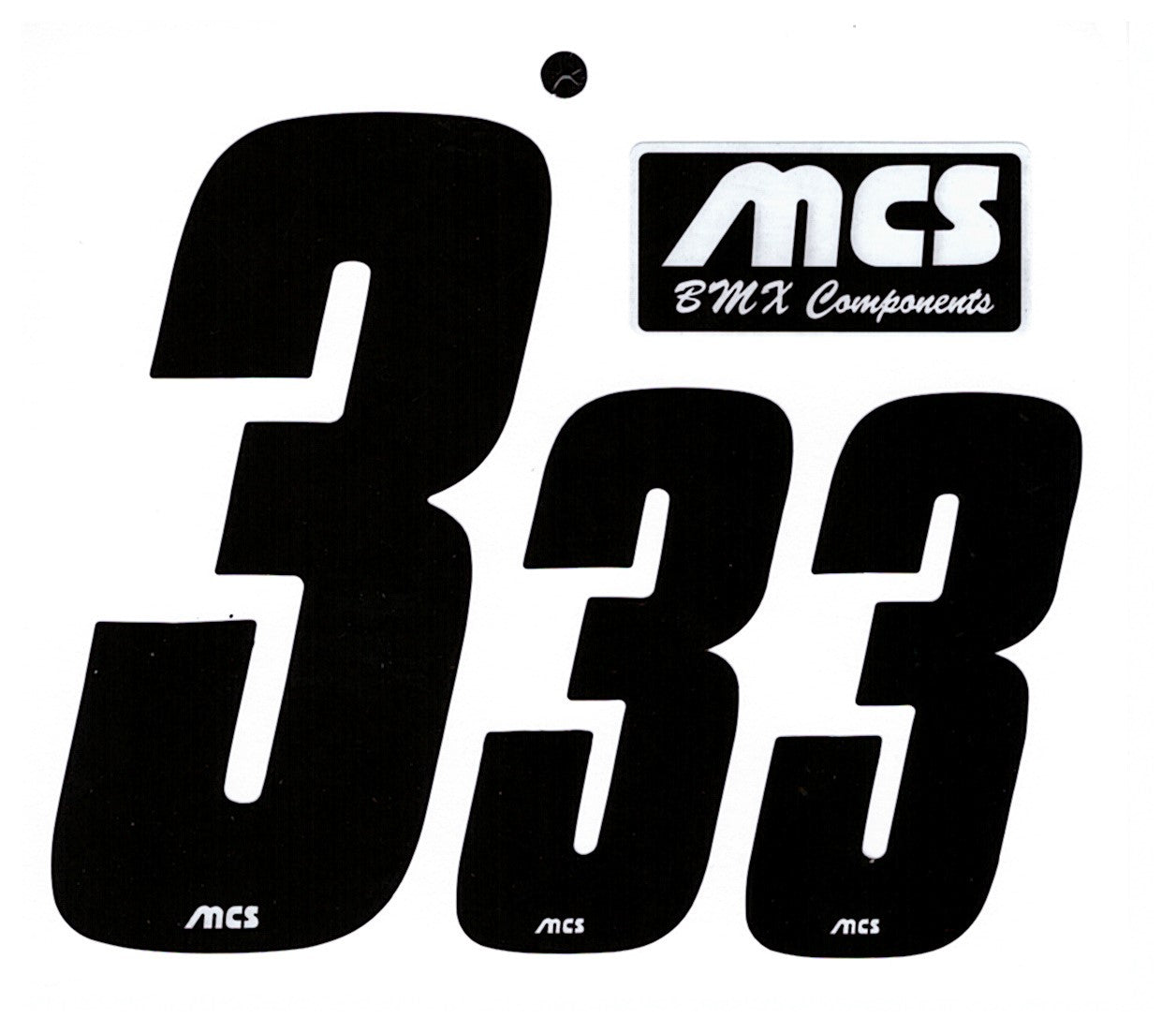 MCS BMX Number Sheet for Numberplate & Sideplate  - Set of 3 # - Black