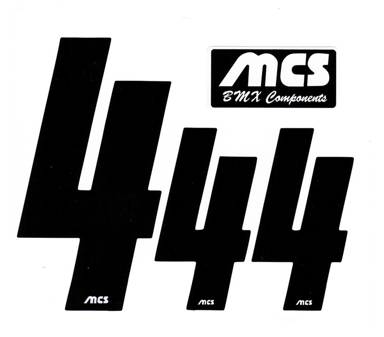 MCS BMX Number Sheet for Numberplate & Sideplate  - Set of 3 # - Black