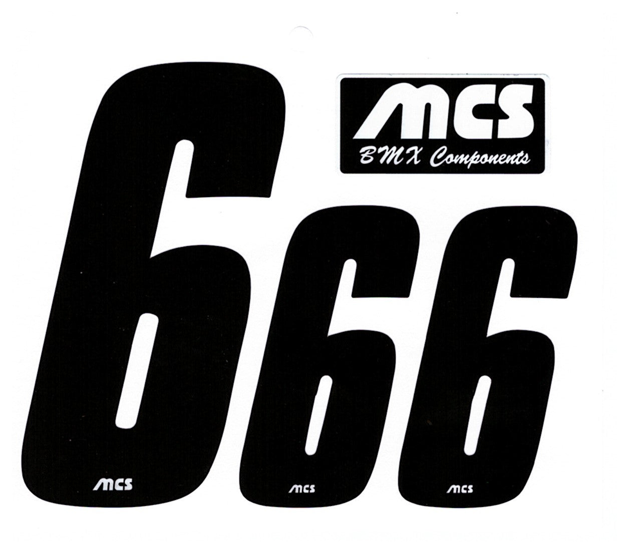 MCS BMX Number Sheet for Numberplate & Sideplate  - Set of 3 # - Black