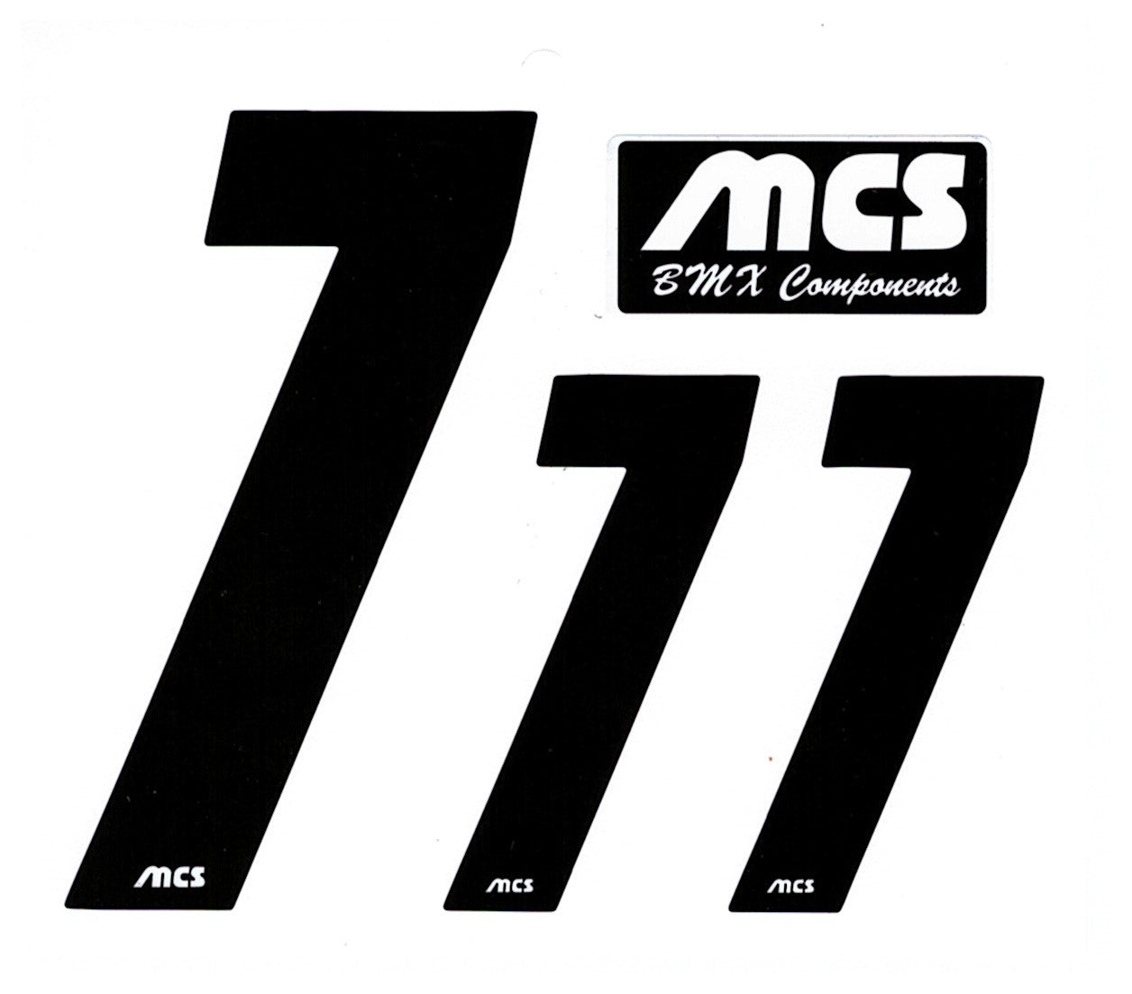 MCS BMX Number Sheet for Numberplate & Sideplate  - Set of 3 # - Black