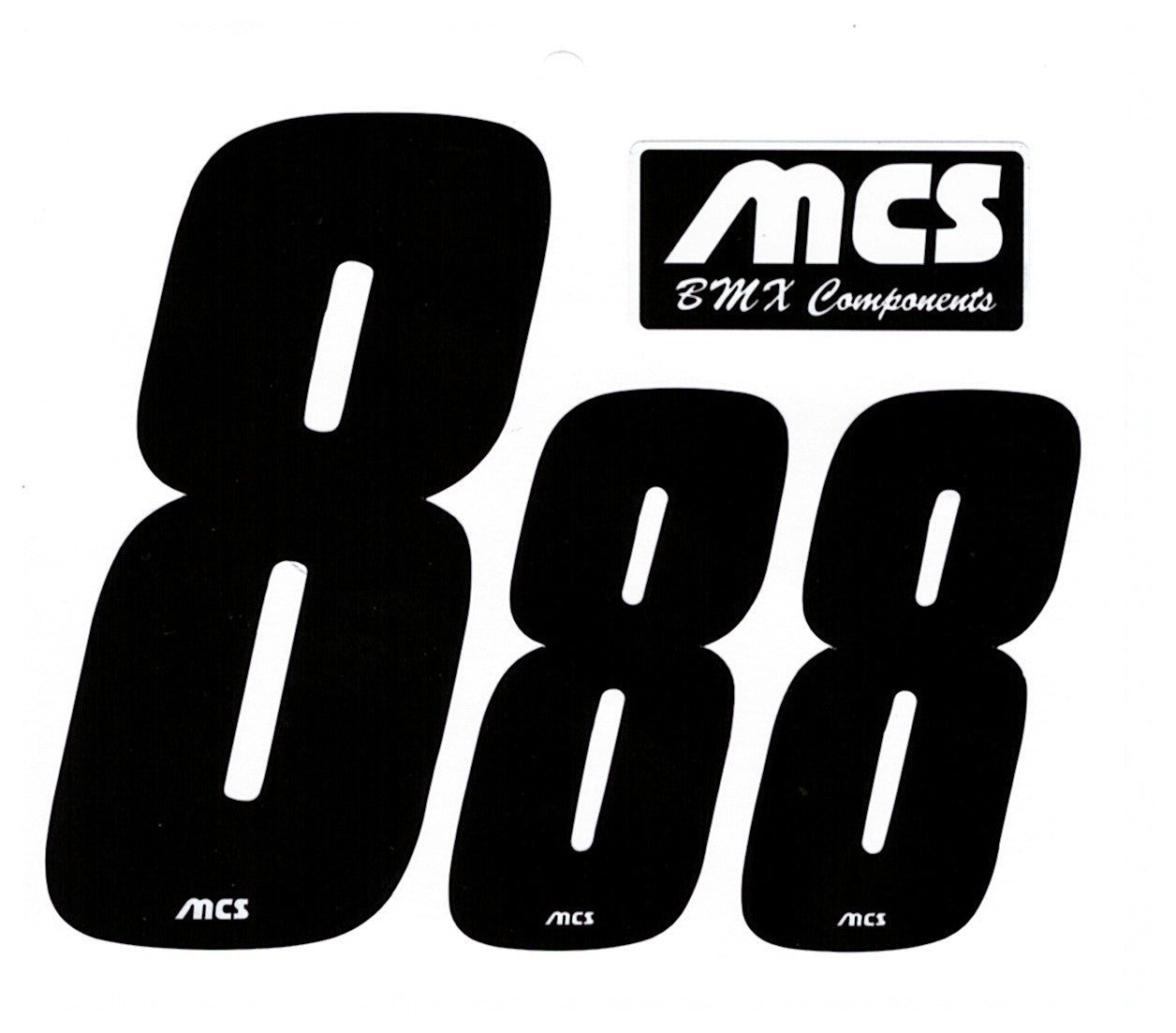 MCS BMX Number Sheet for Numberplate & Sideplate  - Set of 3 # - Black