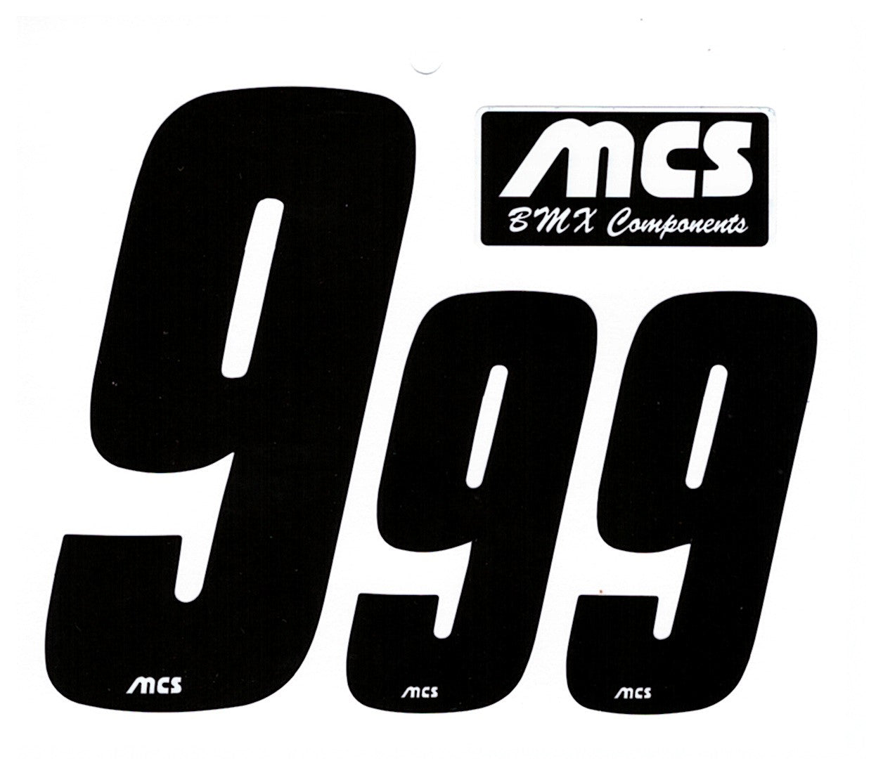 MCS BMX Number Sheet for Numberplate & Sideplate  - Set of 3 # - Black