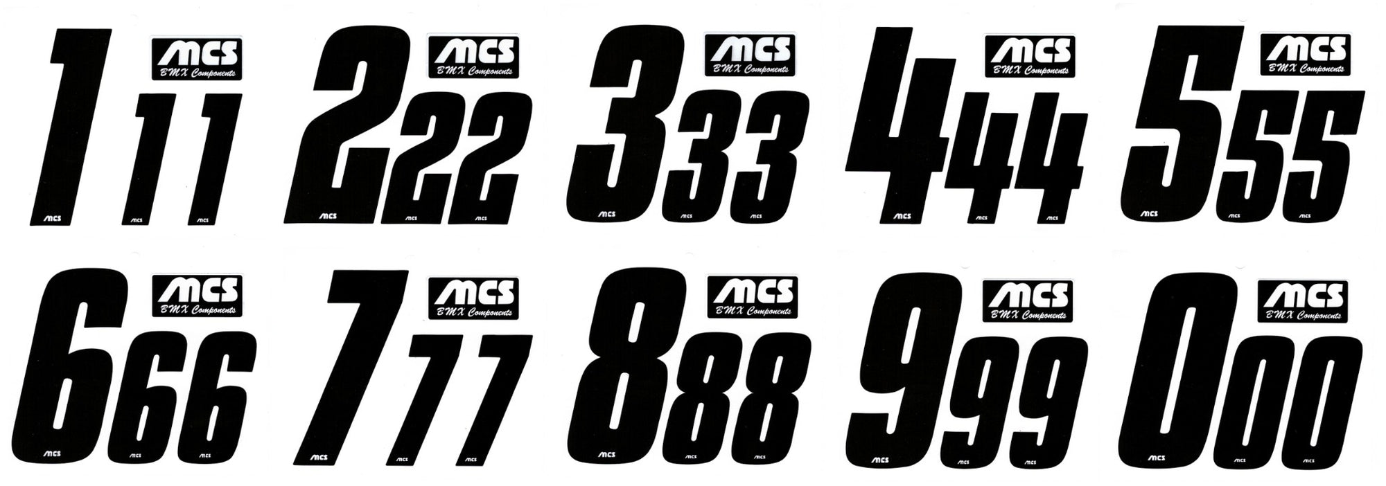 MCS BMX Number Sheet for Numberplate & Sideplate  - Set of 3 # - Black